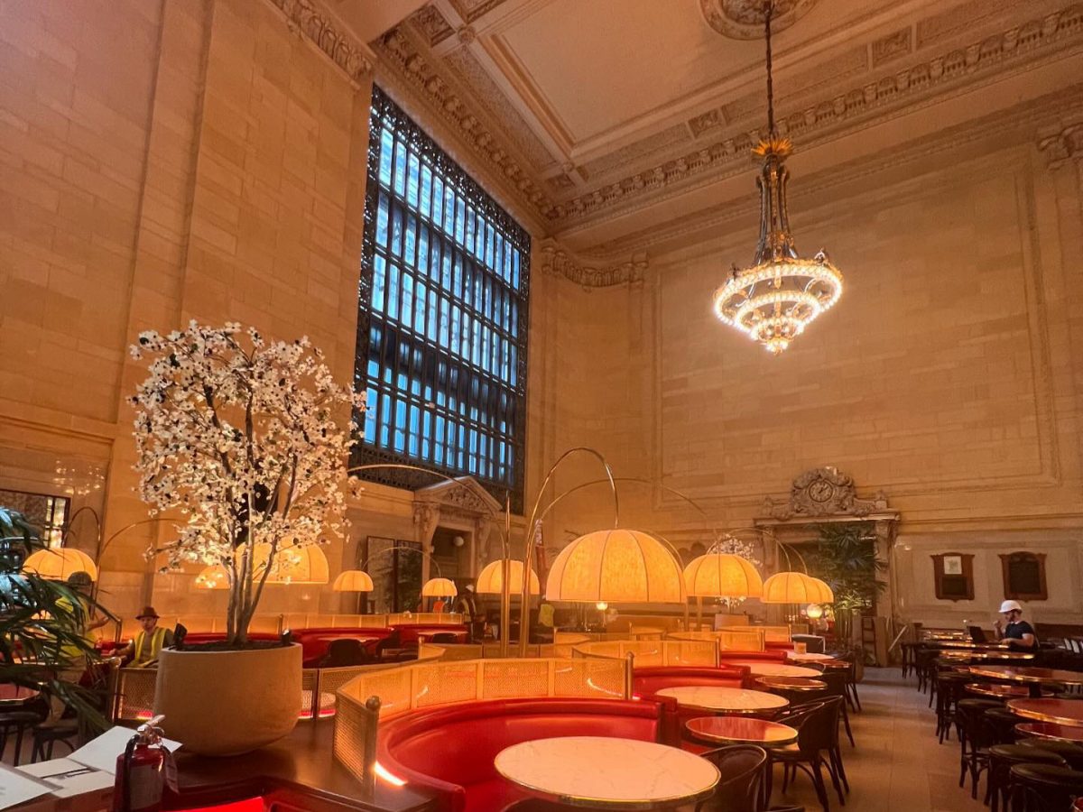 Custom architectural lighting in the main lobby of the New York Grand Palace Hotel