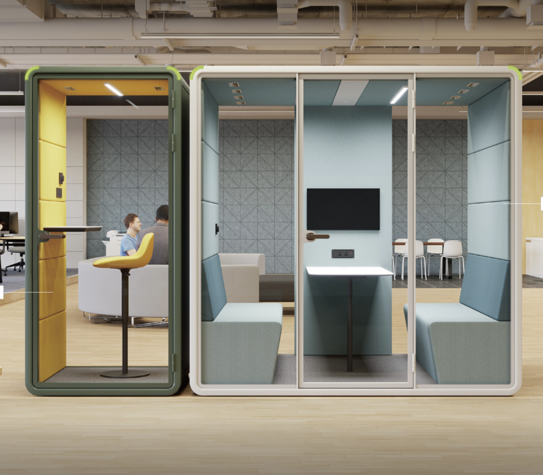 Enclosed acoustic meeting pods